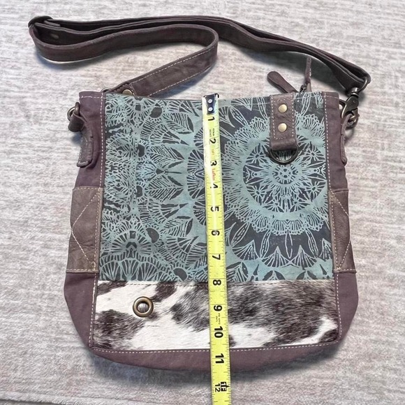 Myra Bag Crossbody Purse Cowhide & Canvas Boho Western Style - Picture 4 of 6